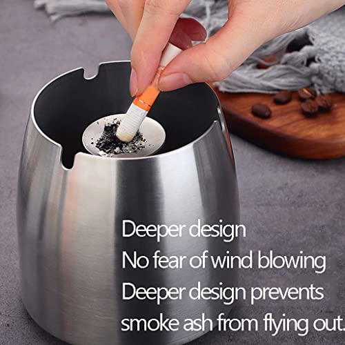 Cendrier de bureau discret et pratique en acier inoxydable noir pour petits espaces - 6
