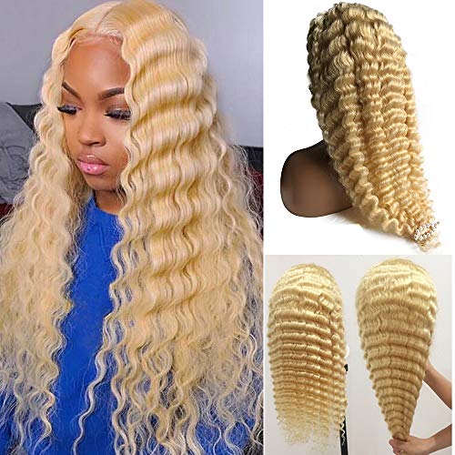 Lace Front Wig Human Hair 613 Deep Wave Wigs Free Part Glueless 20