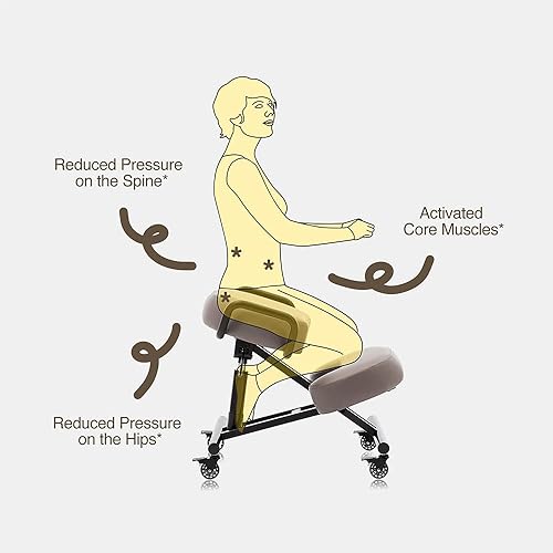 Miniatura 4 de Silla ergonómica 512 AKONI, taburete ajustable para el hogar y la oficina, mejora tu postura, cojines gruesos y cómodos, ruedas de bloqueo (negro,