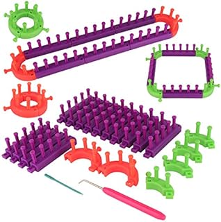 Coopay Loom Knitting Kit, Adjustable Round Knitting Loom Set with Needle and Hook, Long Rectangular Looms and Circular Looms, Loom Knit Starter Kit for Children and Beginner Adults, Interchangeable