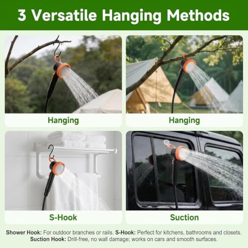Portable Camping Shower Pump, 8000mAh, pantalla LED miniatura 5
