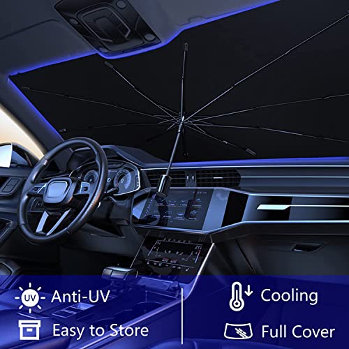 Image of AKASENKO Car Windshield Sunshade, Car Sun Shade with UV Protection, Foldable Car Sun Shade for Truck, Car, Van, Sedan, SUV (79cm x 140cm)