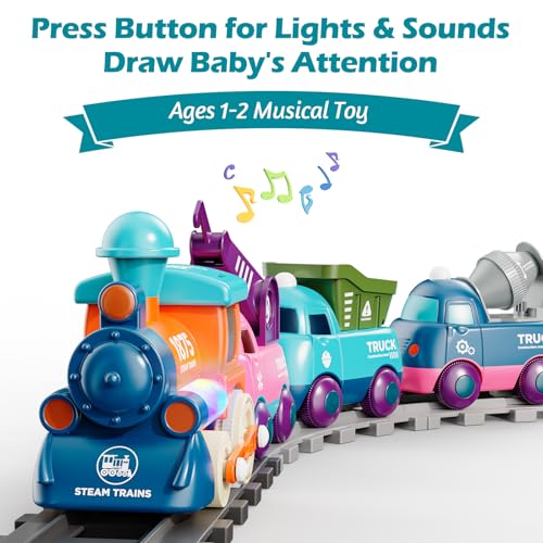 train set for toddlers magnetic train toys for toddlers 3 4pcs trucks toy train for boys and girls birthday christmas toy gifts for 3 4 5 6 7 8 years old