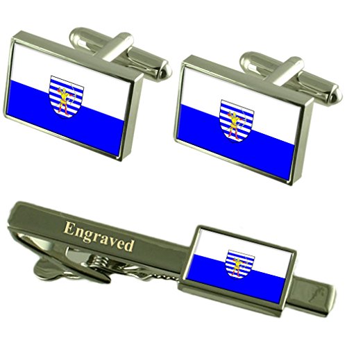Gemelos Moldavia set con clip de corbata grabado de Balti el regalo ideal para hombre
