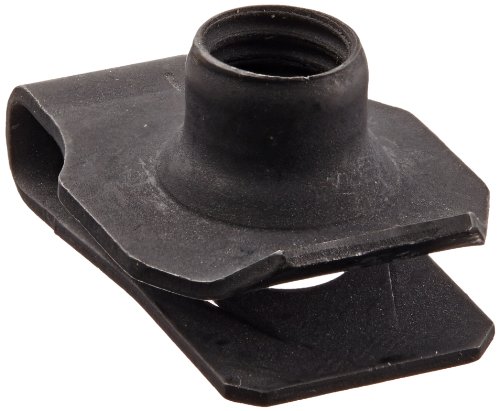 Steel Tapped-Hole U-Style Clip-On Nut, Plain Finish, 3/8"-16 Thread Size, For 0.05"-0.20" Material