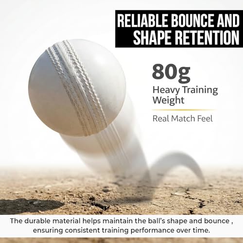 Image of Kizlo 80GM Heavy Plastic Cricket Training Ball - Hard Plastic Unbreakable Ball for Bowling, Batting & Bounce Drills (White) (Pack of 6)