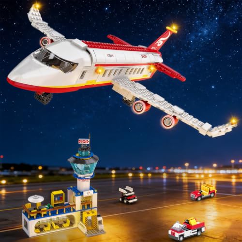 Image of WINGIFT 880 Pcs City Airport Passenger Terminal Building Set, 6 in 1 Airplane Building Blocks Toy, STEM Aircraft Bricks with Shuttle Bus,Luggage Cart,Planes Model Toys Gifts for Boys Girls Ages 6-12+