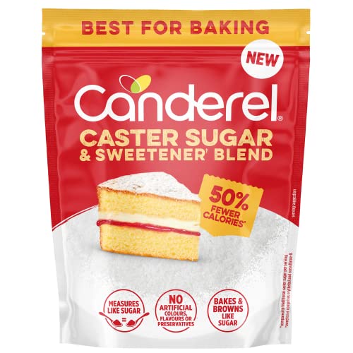 Canderel Caster Sugar and Sweetener Blend - 4 Pack - Low Calorie Baking Alternative - 4x370g