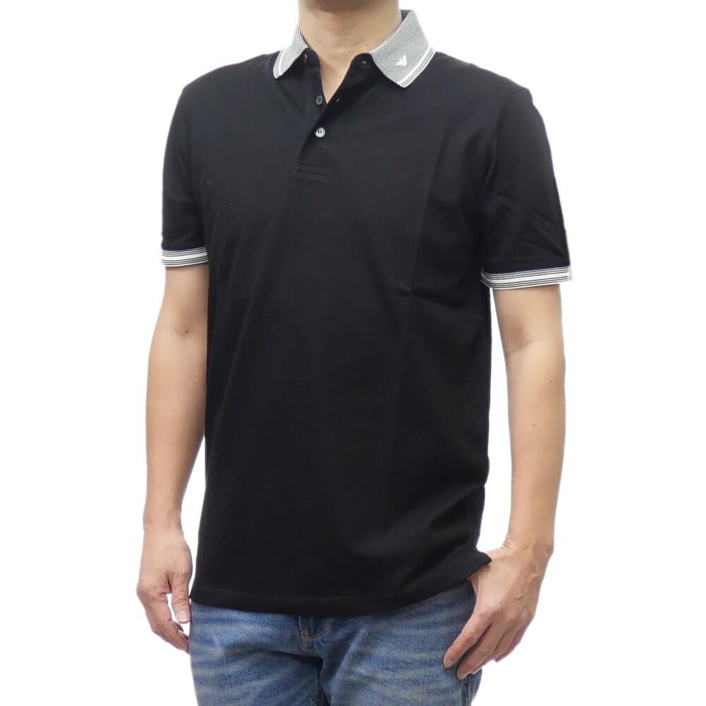 美品 EMPORIO ARMANI 襟ロゴ ポロシャツ アルマーニ ブラック EMPORIO ARMANI エンポリオアルマーニ ポロシャツ 半袖シャツ 襟