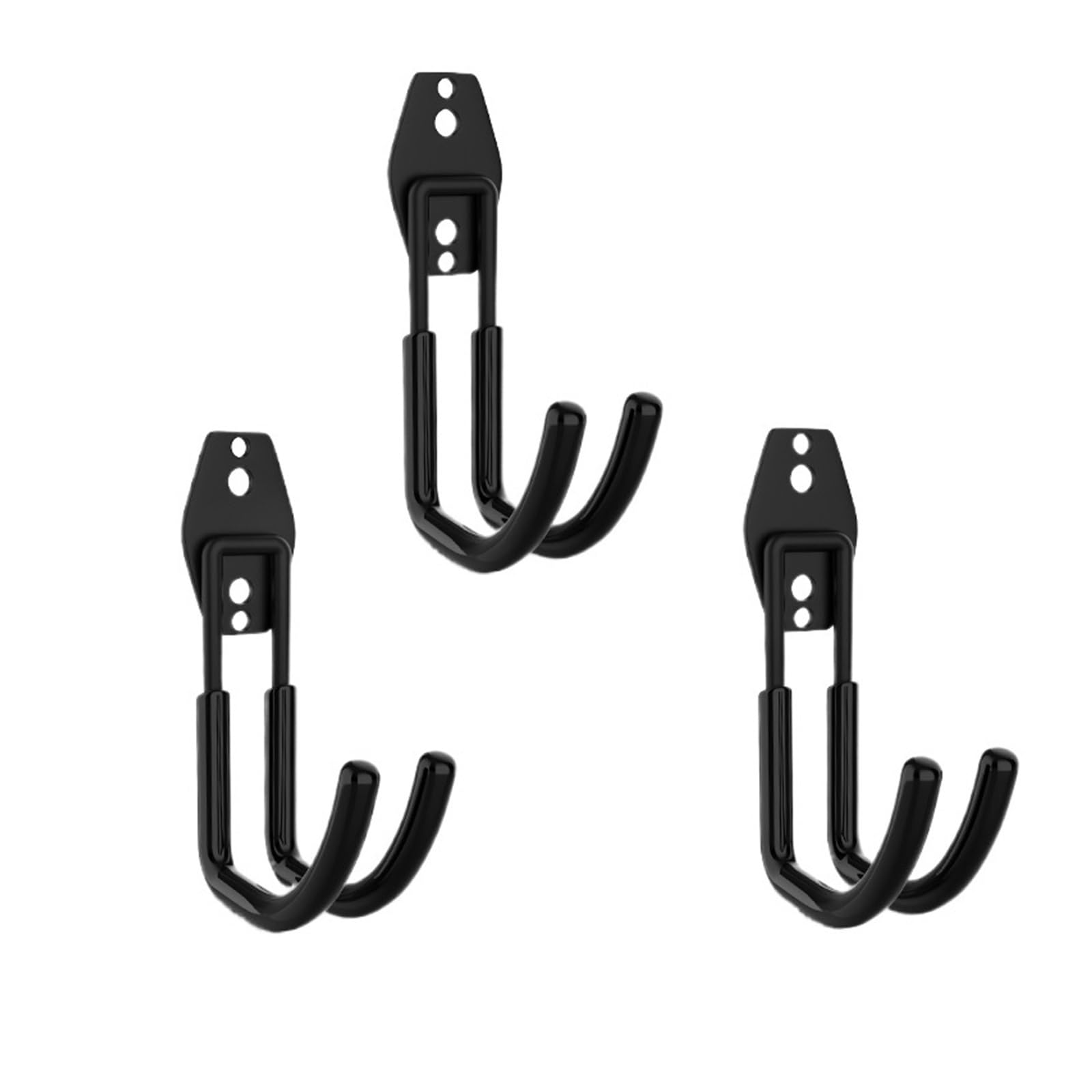 LUYSGBXR Hooks Heavy Duty Metal Hook Garage Organizer Wall Mount Anti-Slip Bicycle Hanger Hooks Storage for Ladders Garden Tool(3L-Black-J)