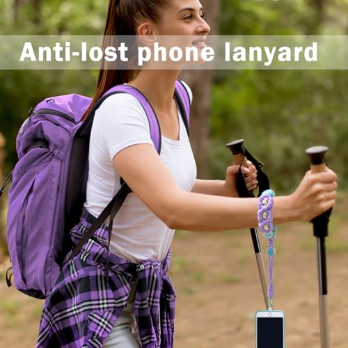 Boho Macrame Phone Wrist Strap, Cell Phone Lanyard with Tether Tab, Purple - Photo 2 sur 85