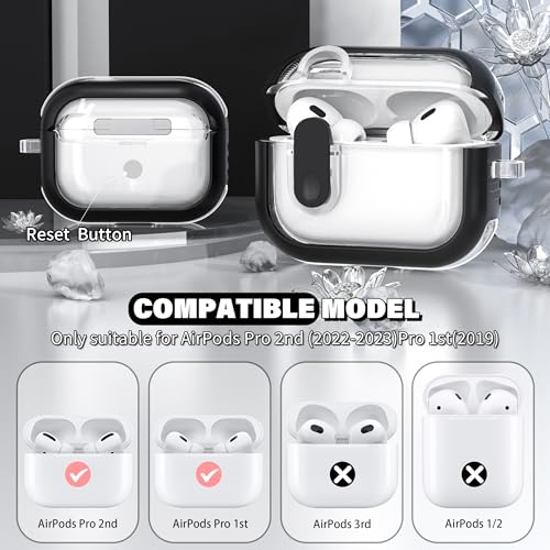 Image of for Airpods Pro 2nd Generation Case with Secure Lock, Compatible with Airpods Pro 2nd /1st Gen, Clear TPU Transparent Military Grade Shockproof Case. Black