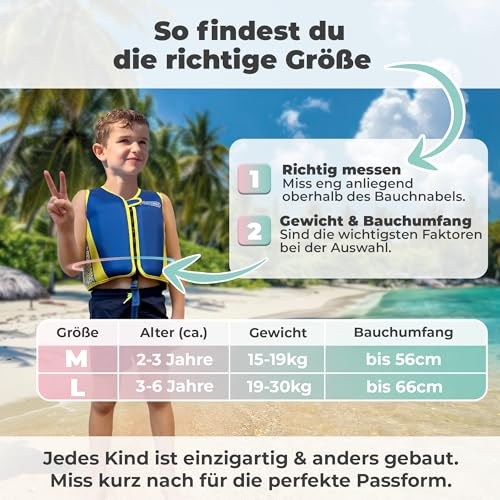 KIDVERSE Schwimmweste Kinder 2-3 Jahre - TÜV geprüfte Schwimmhilfe mit Bauchumfang bis 56cm - Schwimmhilfe Kinder 2-3 Jahre - Kinderschwimmweste zum Schwimmen Lernen - Komfort Schwimmweste Kind