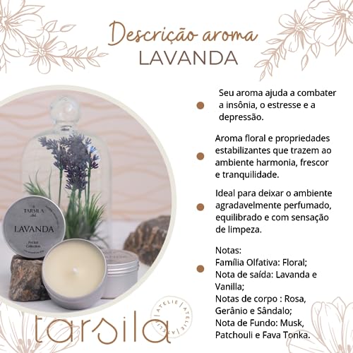 Vela Aromática Perfumada De Lavanda Essencia Premium Cera Vegetal 90g / Tarsila Atelie