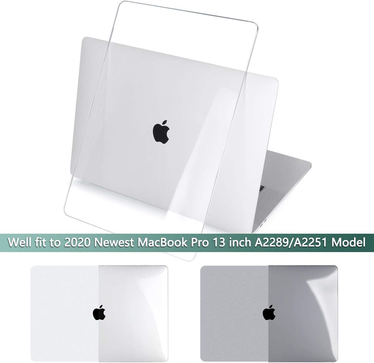 Batianda Laptop Case for 2022 MacBook Pro 13 inch A2338 M2 M1 A2289 A2251 Model, Crystal Hard Shell Case with Keyboard Cover & Screen Protector for Newest Mac Pro 13-inch Touch Bar, Transparent