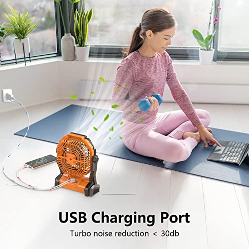 Onlynew Portable Desk Fan, Small Table Fan Personal, Battery Powered Fan, Usb Rechargeable Battery Operated Fans For Bedroom Home Camping Tent Office, Orange #TOP2