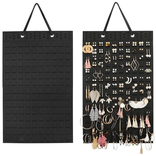 XCVCVB Porte Bijoux Mural a Accrocher Suspendre Organiseur Feutre Organisateur Suspendu sur Porte Organisateur de Bijoux Suspendu Jusqu'à 300 Paires Convient aux Femmes et aux Jeunes Filles