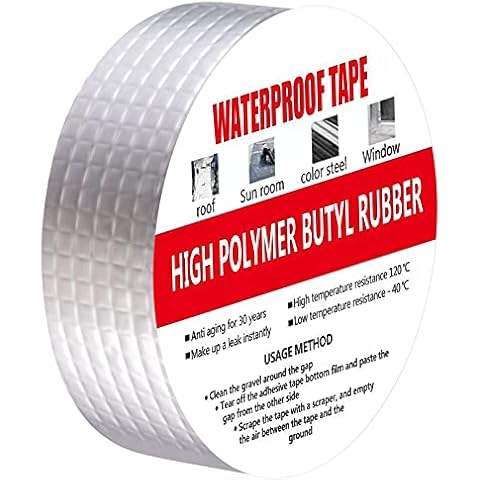 HQISTAR Outdoor Waterproof Butyl Tape, All-Round Sealing Tape Leak Repair Tape, Aluminum Butyl Repair Tape VOC-Free for Pipe RV Awning Sail Roof Window Sealing Boat Sealing (2 inch x 33 feet) Cover