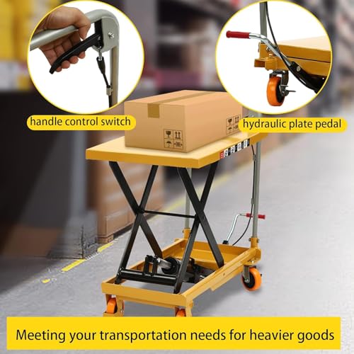 Carrello elevatore idraulico da 200 kg, pompa a pedale ideale per magazzini, movimentazione di materiali di carico e soluzioni di assemblaggio industriale, carrello elevatore resistente