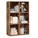 VASAGLE Custos Collection - Bookshelf, Bookcase, Cube Shelf with 6 Compartments, 9.4 x 25.8 x 38.6 Inches, Storage Shelf, for Living Room, Home Office, Dining Room, Rustic Brown ULBC423K01