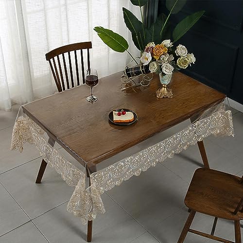 Nappe imperméable en dentelle brodée table rectangulaire 70x70