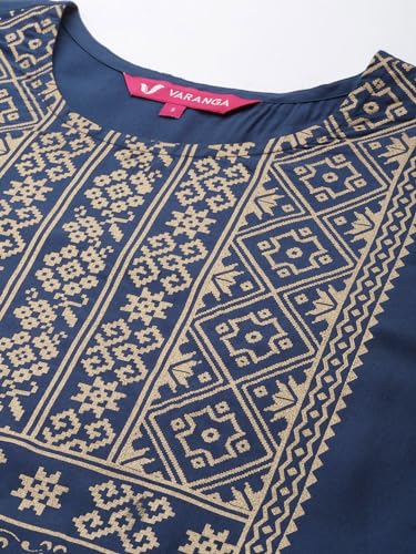 Image of Varanga women peach straight kurta with gold print