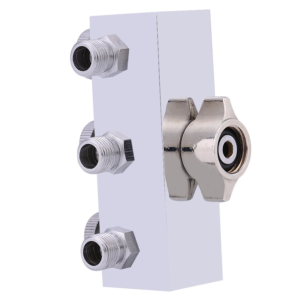 Raccord Métallique à Déconnexion, Séparateur de Tuyau d'Air 3 Voies pour Aérographe avec Vanne de Réglage 1/8"BSP