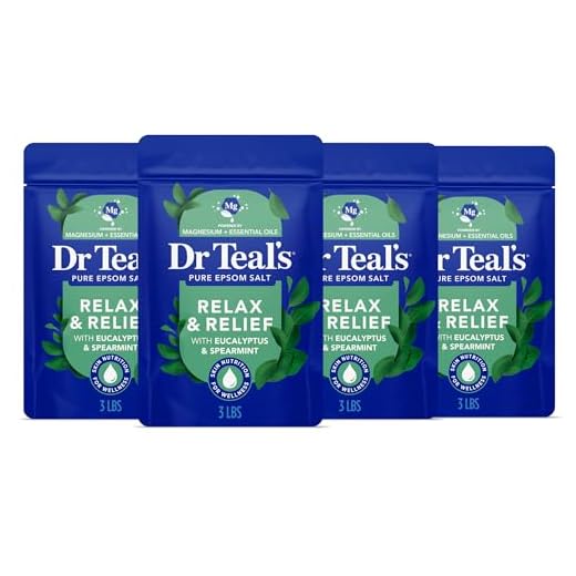 Dr Teal's Pure Epsom Salt, Relax & Relief With Eucalyptus And Spearmint, 3 lb (Pack of 4)