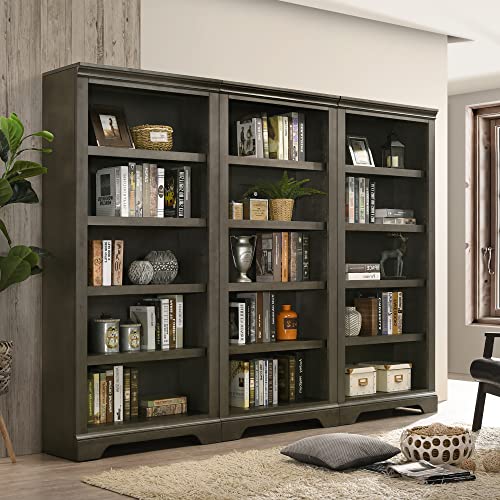 Intercon San Mateo Home Office RTA-72 Tall Bunching Bookcase with 5 Compartments, Gray
