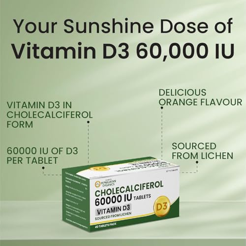 Image of Vlado's Himalayan Organics Vitamin D3 60000 IU Cholecalciferol Tablets | High Potency Weekly D3 Supplement for Bone, Joint & Immune Health | Delicious Orange Flavour | 40 Tablets, Pack of 4