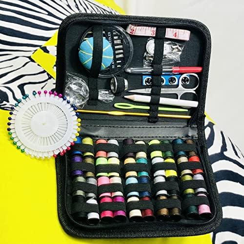 Sewing Kit Sewing Box, 129 Pieces Portable Mini Sewing Accessories, Sewing Kit for Adults with Sewing Needles Sewing Thread Sewing Scissors, Measure Tape
