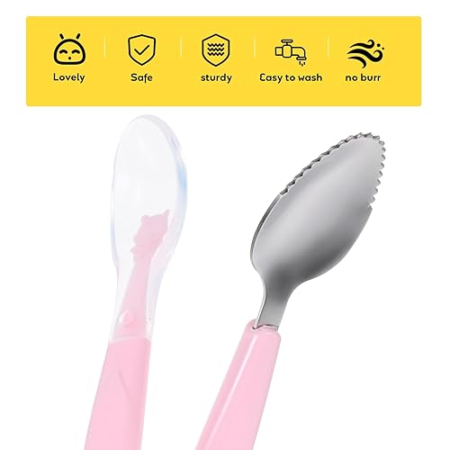 Miniatura 5 de Toddmomy 1 cuchara de doble cabeza para bebé cuchara de silicona para raspar frutas de bebé cuchara de alimentación cuchara de entrenamiento juego