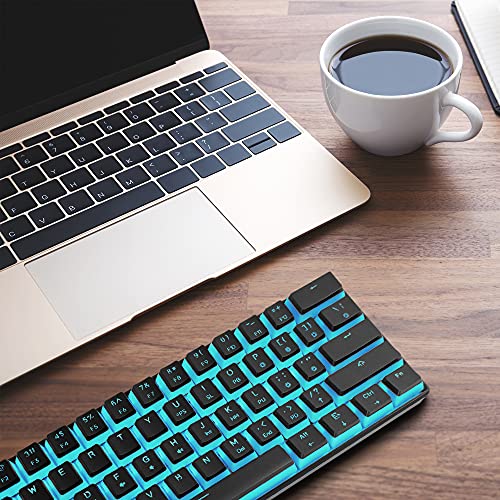 GK GAMAKAY MK61 RGB Pudding Keyboard, 61 Keys Gateron Optical Switch PBT Pudding Keycaps, Hot Swappable Backlit Ultra-Compact Wired Gaming Keyboard for Windows Mac PC Gamers (Blue Switch, Black) - Image 4