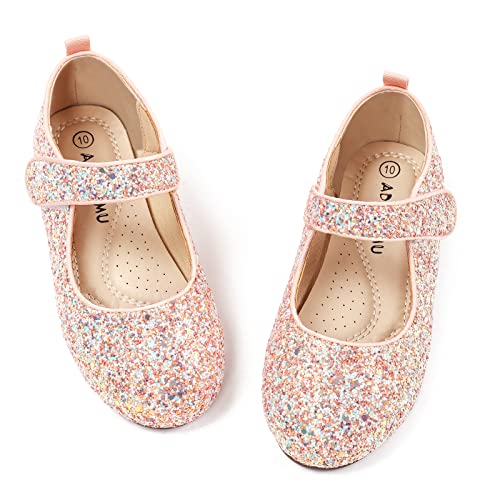 ADAMUMU Girls Dress Up Shoes Sparkly Shoes for Girls Princess Mary Jane School Uniform Dress Shoes in Performance, Prom and Graduation for Toddler/Little/Big Kids
