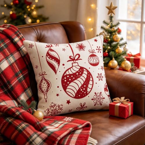 Set of 4 Christmas Pillow Covers 18 x 18 Inch Christmas Snowflakes Tree - image 6