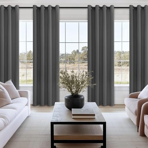 Image of Galaxy Home Decor Premium 100% True Blackout Eyelet Curtain for Long Door 8 Feet| Thermal Insulated Modern Plain Curtain for Living Room & Bedroom|Pack of 2, Grey