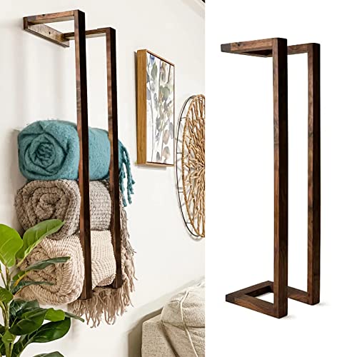 28'' Blanket Wall Rack, Solid Acacia Wood, Handmade Blanket Holder For Room Wall Mounted, Floating Blanket Storage & Display, Wall Decor For Home And Bedroom Organizer #TOP3