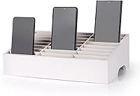 Vista 8 de Soporte de Teléfono Celular de Madera de 24 Cuadrículas Organizador de Escritorio Caja de Almacenamiento para Aula y Oficina (Azul 24 Cuadrículas)