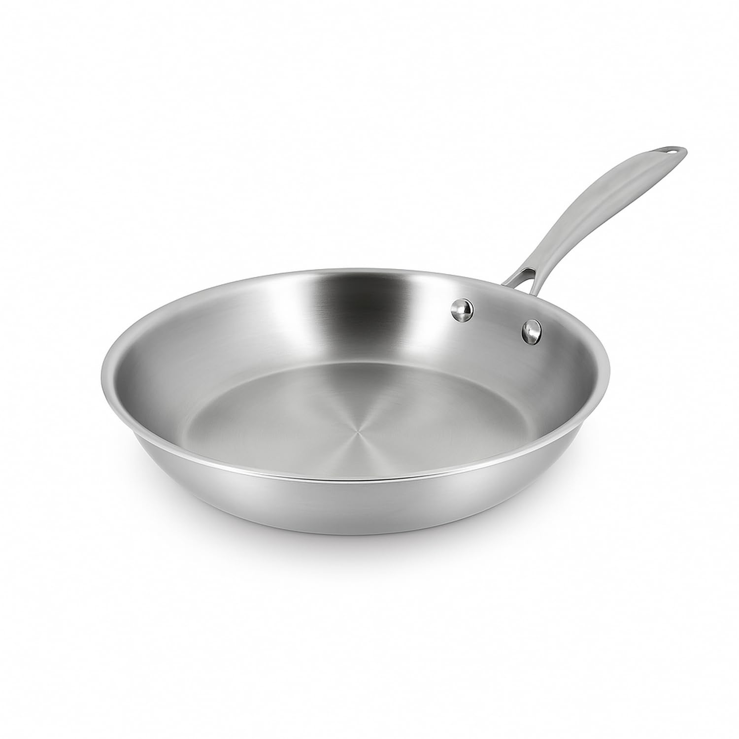 MENASTYL - Poêle inox 18/​10 Triply 20cm tous feux dont induction fabriquée en France - sans PFAS ni substances nocives - Compatible lave-​vaisselle - Poignée rivetée - 6020485