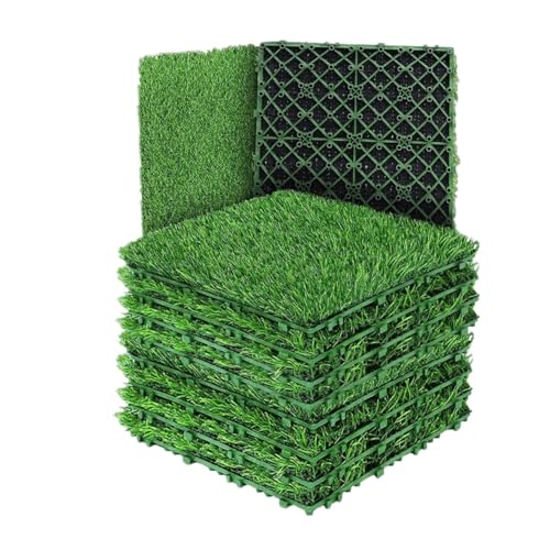 PADGCNOR 10 Piezas de césped Artificial Realista de 30 x 30 cm, Entrelazado, Cuadrado, Falso