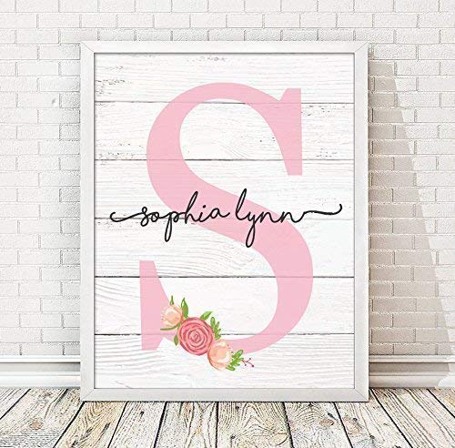 Girls Monogram Print | Choose Your Color | Girls Wood Nursery | Rustic Nursery | Nursery Name Decor | Pink Nursery Sign | Girls Room | Girls Room Decor | Dorm Decor | Tween Girls Gift #TOP1