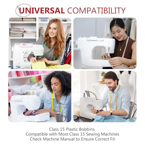 image for Sewphee 12 Pcs Sewing Machine Bobbins - Premium Class 15 Bobbin - Fits