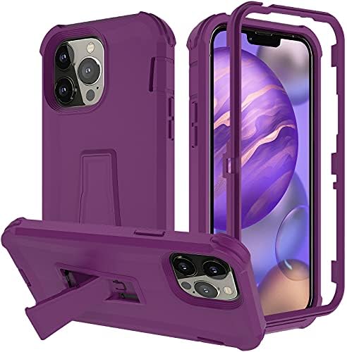 RC1WD Case for iPhone 13 Pro Max & iPhone 12 Pro Max Case SCREENLESS Defender with Kickstand Heavy Duty Anti-Scratch Shockproof Rugged Protective Bumper Cover 6.7 inch Purple【WITHOUT SCREEN PROTECTOR】