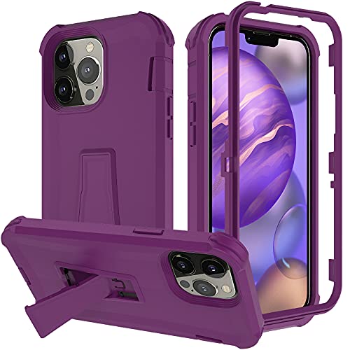 Rc1Wd Case For Iphone 13 Pro Max & Iphone 12 Pro Max Case Screenless Defender With Kickstand Heavy Duty Anti-Scratch Shockproof Rugged Protective Bumper Cover 6.7 Inch Purple【Without Screen Protector】 #TOP26