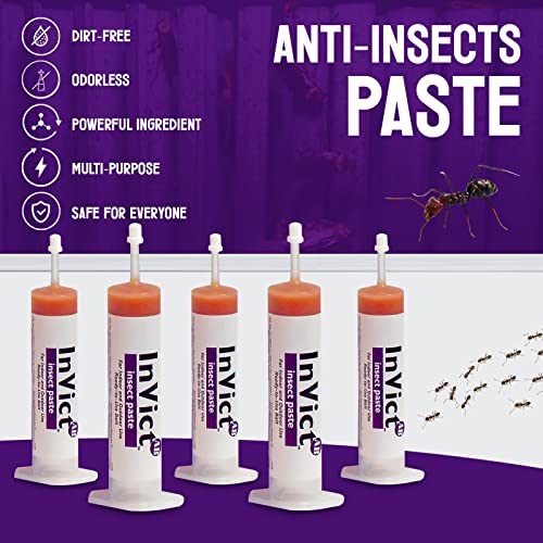 Invict Ab Insect Paste - Pest Control - Roach Killer Indoor Infestation - Ant Colony Killer - Rapidly Kills Ants & Pests And Silverfish - Available With Premium Quality Centaurus Az Gloves- 5 ×35G #TOP6