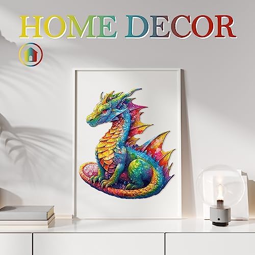 KAAYEE Wooden Jigsaw Puzzles, Wooden Dragon Puzzle Adult, Unique Shaped Wood Puzzles Advanced Animal Puzzle Gift for Christmas Adults Kids Family Game (12.2 * 10.5in, 200pcs)