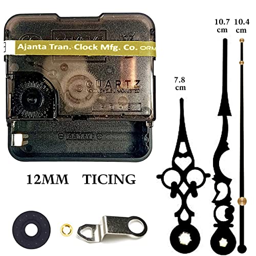 Image of QEWINOX Combo of Ajanta Mfg. Battery Operated Plastic Ticking Wall Clock Movement Machine with Hands (Made in India 100%) (Black 5)