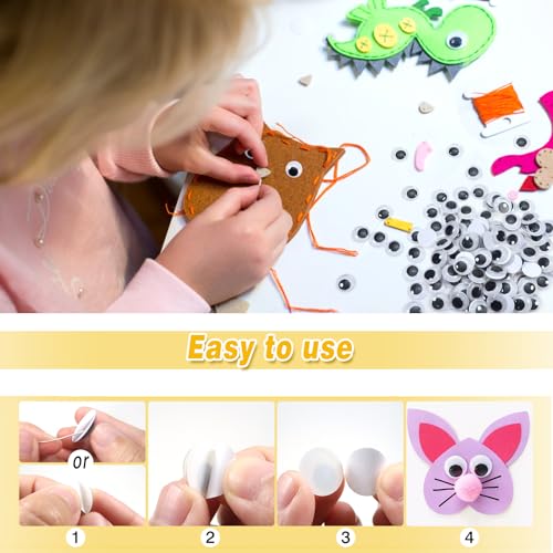 Image of TOAOB 150pcs 15mm Plastic Wiggle Googly Eyes Self Adhesive Black Round Sticker Eyes DIY Arts Crafts Scrapbooking Accessories