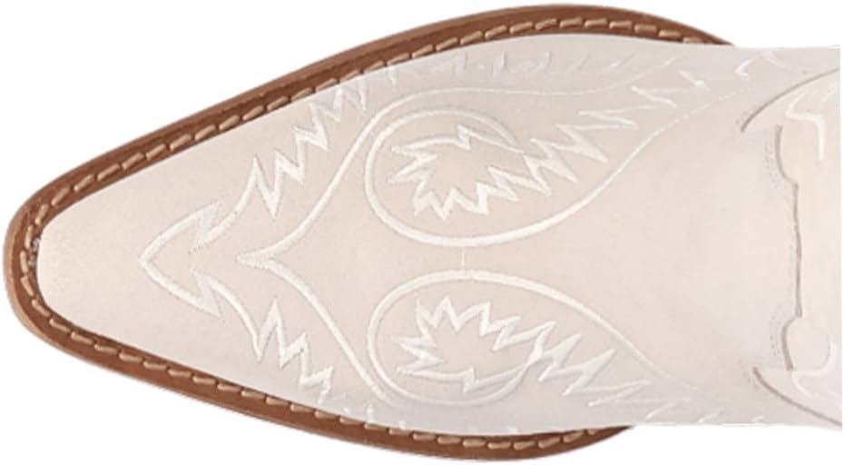 Dingo Womens Evita Embroidered Snip Toe Casual Boots Over the Knee Mid Heel 2-3" - Off White