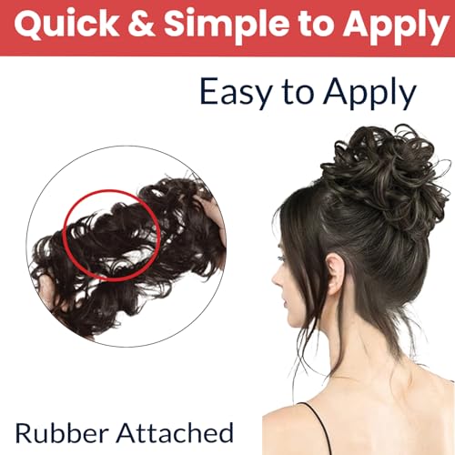 Image of TEMPERIA Hair Accessories For Women Stylish - Juda Hair Buns for Women - Messy Bun Hair Extension - Artificial Fake Hair Donuts Bun Maker Scrunchies - With Elastic Rubber band - Natural Brown - 1 Pcs